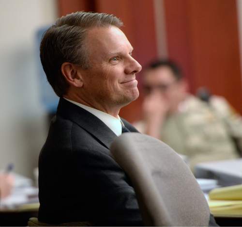 Al Hartmann  |  Tribune file photo
Stephen R. Jenson listens to opening arguments during his trial in Salt Lake City on Wednesday, January 14, 2015. He and his brother, Marc Sessions Jenson, are charged with defrauding investors in a luxury ski resort near Beaver, Utah.