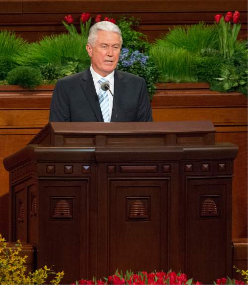 Rick Egan  |  The Salt Lake Tribune

Dieter F. Uchtdorf, Second Counselor in the First Presidency conducts the185th Annual LDS General Conference Priesthood Session, Saturday, April 4, 2015.