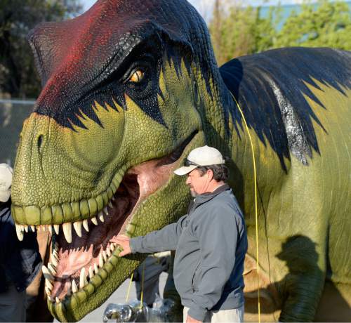 Al Hartmann  |  The Salt Lake Tribune 
Fourteen life-size "animatronic" dinosaurs will go on display at  Hogle Zoo starting May 1 in a Zoorassic Park 2 exhibit.
