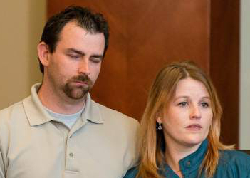 Trent Nelson  |  The Salt Lake Tribune
James Bratcher and Veronica Kasprzak listen as Draper police chief Bryan Roberts announces the arrest of a juvenile suspect for the 2012 murder of Kasprzak's then 15-year-old daughter Anne Kasprzak. Police announced the arrest at the City Council Chambers in Draper, Thursday October 16, 2014.