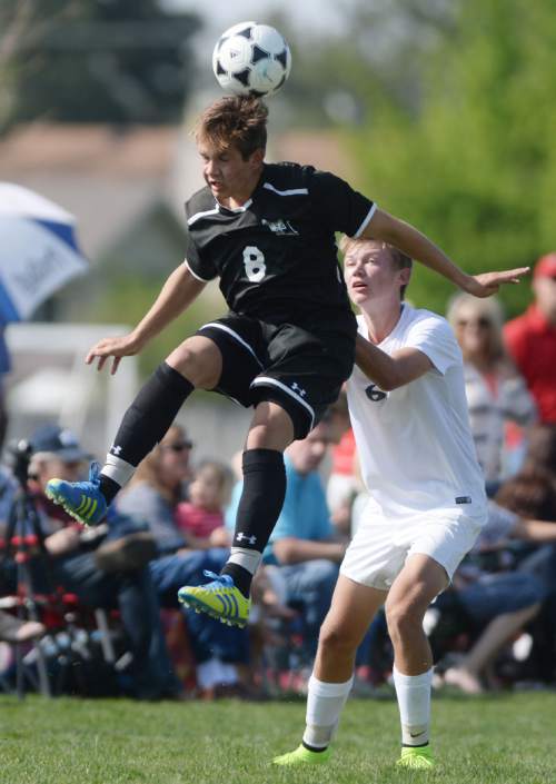 Steve Griffin  |  The Salt Lake Tribune

Alta's Elliot Smith heads the ball during the Brighton versus Alta boy's soccer game at Brighton High School in Cottonwood Heights, Tuesday, April 21, 2015.