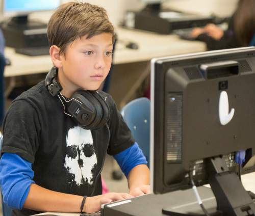 Rick Egan  |  The Salt Lake Tribune

Issac Cervantes takes a practice exam to prepare for the SAGE test with his third-grade class at Elk Run Elementary school, Wednesday, April 22, 2015.