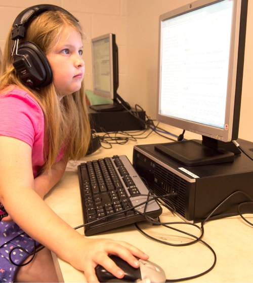 Rick Egan  |  The Salt Lake Tribune

Remi Anderson takes a practice exam to prepare for the SAGE test with her 3rd grade class, at Elk Run Elementary school, Wednesday, April 22, 2015.