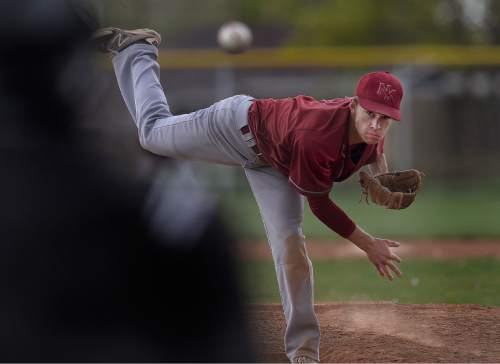 Scott Sommerdorf   |  The Salt Lake Tribune
Northridge starting pitcher Josh Brown started the game by hitting his first batter, then settled down as Viewmont defeated Northridge 3-1, Friday, April 24, 2015.