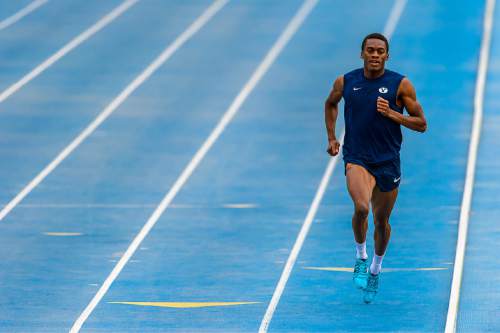 Trent Nelson  |  The Salt Lake Tribune
BYU track star Shaquille Walker works out in Provo, Wednesday April 22, 2015.