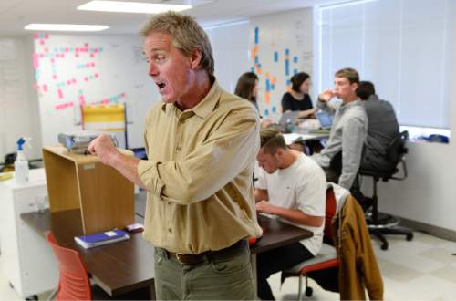 Francisco Kjolseth  |  The Salt Lake Tribune 
Charlie Matthews, one of the winners for this year's Teacher Innovation Awards, teaches one of his engineering classes at PCCAPS (Park City Center for Advance Professional Studies), part of the Park City School District.