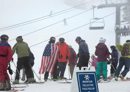 Scott Sommerdorf   |  The Salt Lake Tribune
For only the second time in the last 50 years, Alta Ski Area has not reached a 100-inch base. Skiers enjoy the foggy day at the resort, Sunday, April 25, 2015.