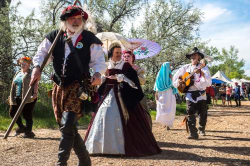 Chris Detrick  |  The Salt Lake Tribune
Queen Mary walks through the The Utah Renaissance Festival & Fantasy Faire in Marriott-Slaterville Saturday May 2, 2015.  It opened Friday and continues 10 a.m.-6 p.m. on Saturday and Sunday. It will be open every Friday, Saturday and Sunday through May 24.