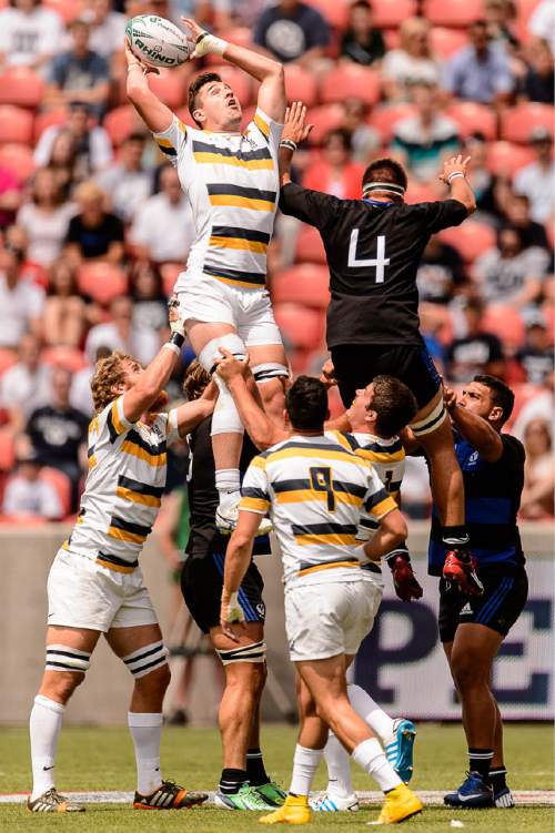 Trent Nelson  |  The Salt Lake Tribune
Rugby action as BYU faces Cal in the Penn Mutual Varsity Cup National Rugby Championship at Rio Tinto Stadium in Sandy, Saturday May 2, 2015.