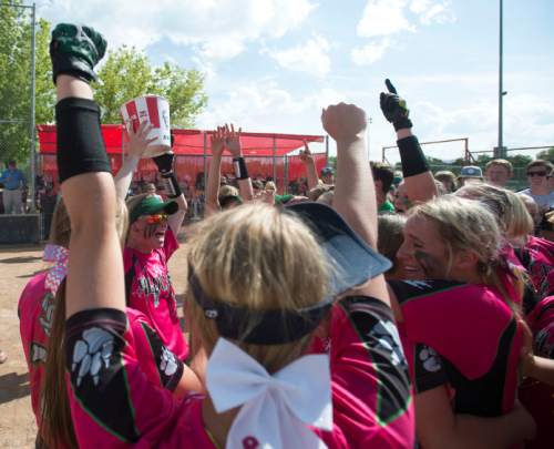 Steve Griffin  |  The Salt Lake Tribune


South Summit celebrates their two victories over San Juan giving them the 2A high school softball championship at the Spanish Fork Complex in Spanish Fork, Monday, May 11, 2015.