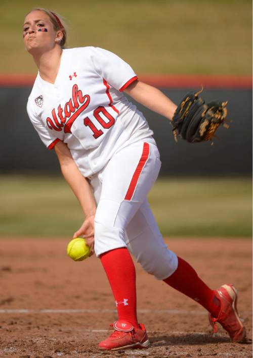 Leah Hogsten  |  The Salt Lake Tribune
Utah relief pitcher Sammy Cordova. The University of Utah softball team was defeated during their home debut, Saturday, by Oregon, 4-2, March 21, 2015 .