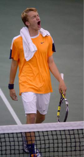 Leah Hogsten  |  The Salt Lake Tribune
Anthony Panuzio of Brighton High School took first place in  the 5A State Championship Second Singles title Saturday, May 16, 2015 at the George S. Eccles Tennis Center.