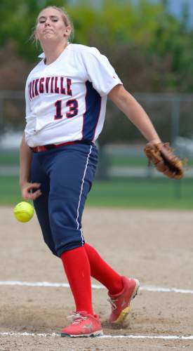 Leah Hogsten  |  The Salt Lake Tribune
Springville pitcher Mykenzie Ferran. Spanish Fork High School girls softball team defeated Springville High School 7-1 during their 4A state semifinal game Thursday, May 21, 2015 at the Taylorsville Valley Softball Complex.