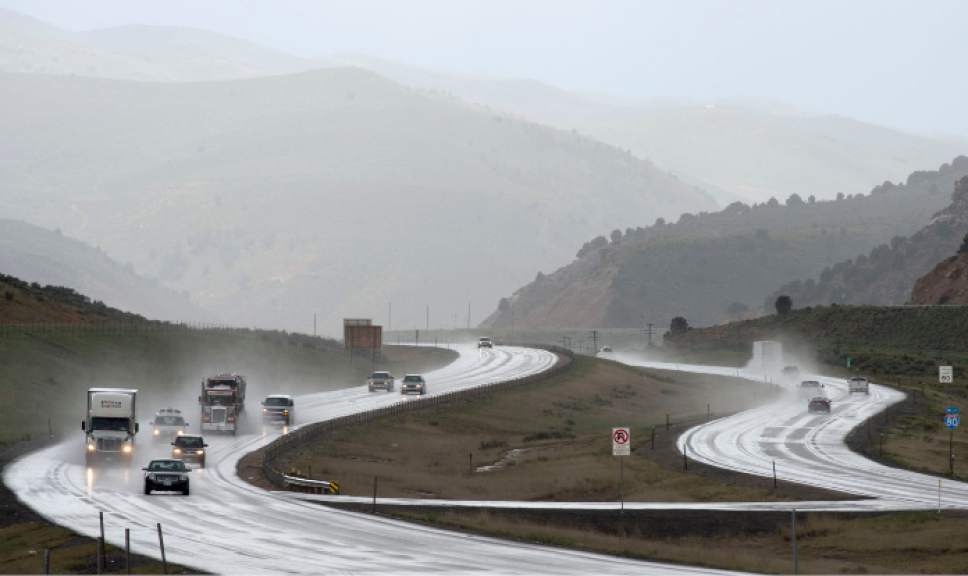 Steve Griffin  |  The Salt Lake Tribune


Traffic heads up I-80 between Echo Junction, Utah, and Evanston, Wyo., Monday, May 18, 2015. Utah highway officials propose raising the speed limit to 80 mph on this stretch, as well as on several other rural freeways.