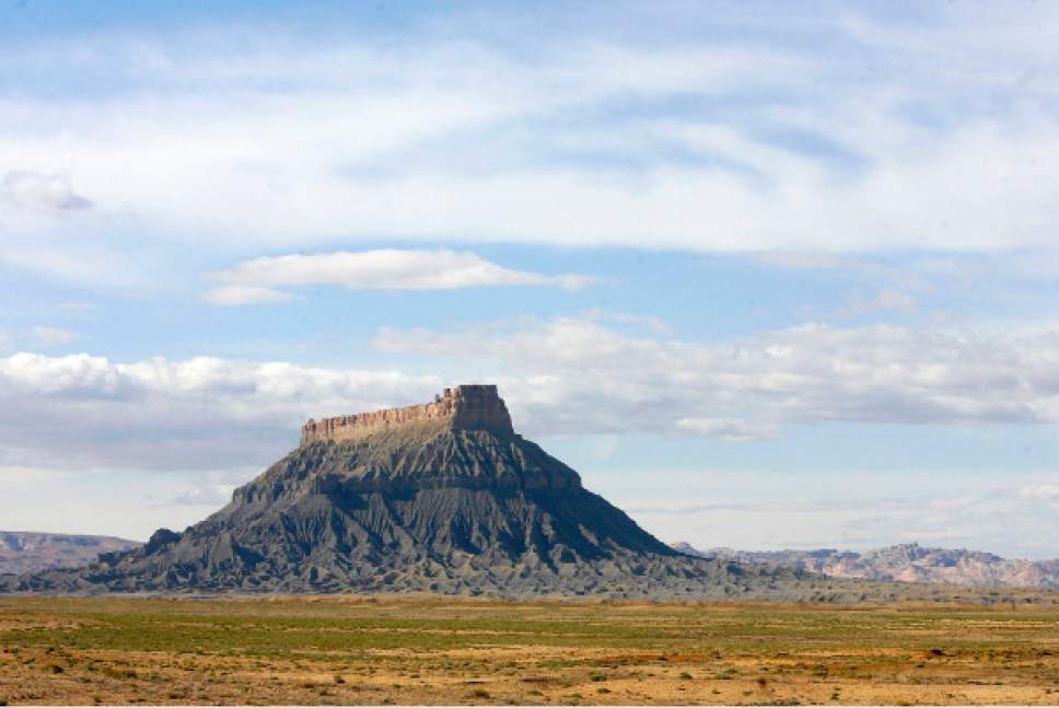 Al Hartmann  |  The Salt Lake Tribune
Factory Butte on the southern end of the San Rafael Reef as seen near Hanksville is on the Southern Utah Wilderness Alliance list of Utah's 10 most threatened wilderness treasures.