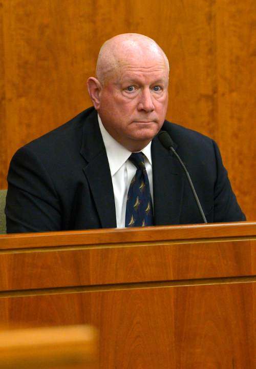 Leah Hogsten  |  The Salt Lake Tribune
Retired Davis High School principal Dee Burton (above) testified in Judge John R. Morris' 2nd District Court, Thursday January 15, 2015 that he told former English teacher Brianne Altice that it was "inappropriate for a teacher to be in a one-on-one relationship outside of school. It's unethical."  Brianne Altice, 35, is now facing 10 felony counts for alleged sexual relationships with three teens: five counts of first-degree felony rape, two counts of first-degree felony forcible sodomy and three counts of second-degree felony forcible sexual abuse in connection with allegedly having sex with the three male students.