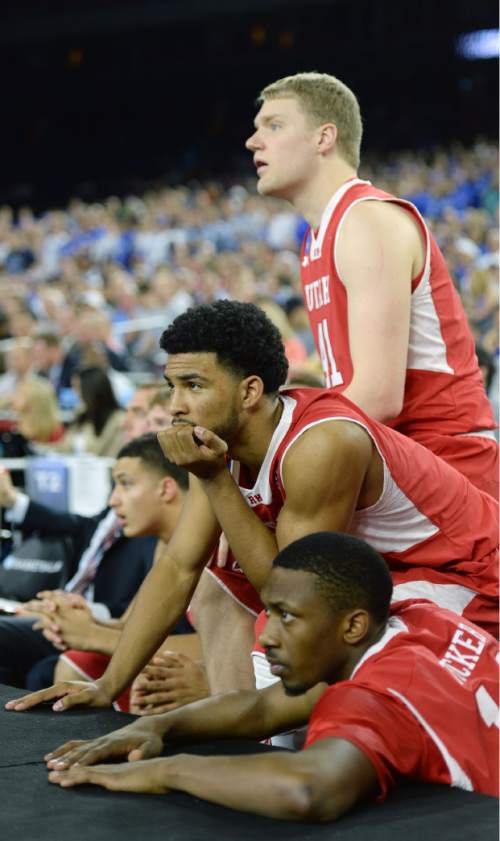 Steve Griffin  |  The Salt Lake Tribune

A tense Utah bench watches as the Utes crawl back into the game during second half action in the University of Utah versus Duke University Sweet 16 game in the 2015 NCAA Men's Basketball Championship Regional Semifinal game at NRG Stadium in Houston, Friday, March 27, 2015.