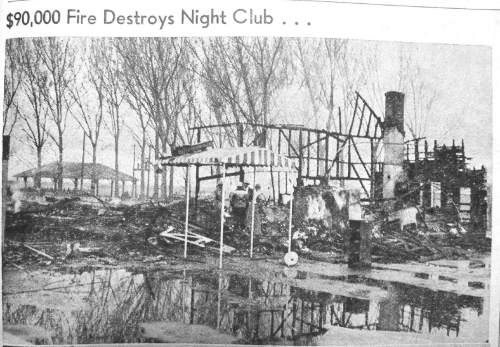 Photo courtesy Springville Historical Society | A newspaper photo shows destruction of the picnic pavilion, which was directly to the West of the swimming pools.
