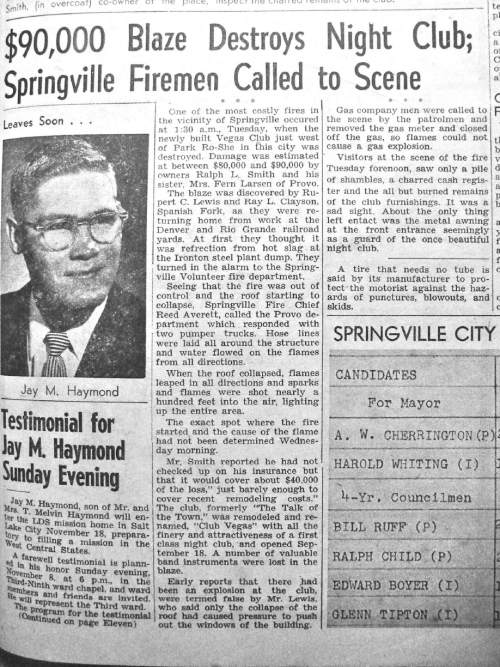 Photo courtesy Springville Historical Society | A clipping from 1953.