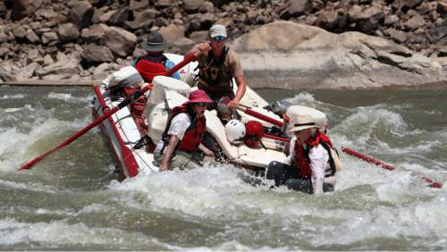 Francisco Kjolseth  |  Tribune file photo
Some river rafters, shown here in 2012 in Cataract Canyon, fear that new Labor Department rules for President Barack Obama's order upping wages for federal contractors could force them to pay their guides more money and harm their businesses. These river runners hold federal permits.