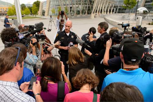 Trent Nelson  |  The Salt Lake Tribune
Former Salt Lake City Police Chief Chris Burbank speaks to reporters about his departure in front of the Public Safety Building in Salt Lake City Thursday June 11, 2015.