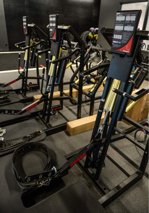 Francisco Kjolseth  |  The Salt Lake Tribune
Air pressure eliminates the need for weights with some of the new equipment at the University of Utah's new state-of-the-art Sorenson Legacy Foundation High Performance Center next to the Huntsman Center.