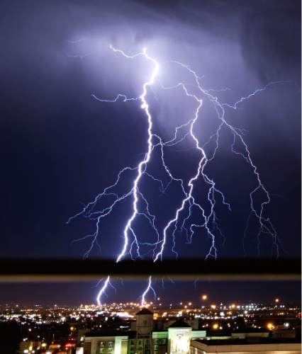 Lennie Mahler  |  The Salt Lake Tribune

A lightning storm dances across the Salt Lake valley Monday, June 15, 2015.