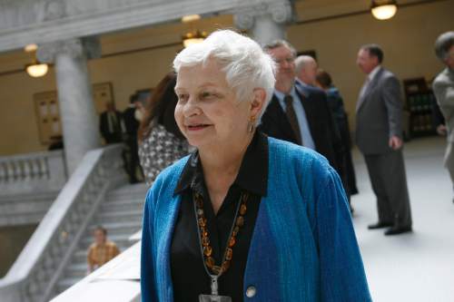 Rep. Rep. Roz McGee, shown in 2008, when she opted against seeking re-election, at the Utah Capitol.

----------


Photo by Chris Detrick/The Salt Lake Tribune
frame #_2CD0841