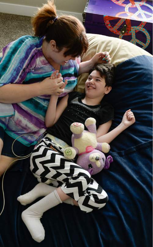 Francisco Kjolseth | The Salt Lake Tribune  
Isabelle Knowlton, 10, is among dozens of Utah epileptic children and adults now receiving therapeutic hemp oil with permission from the state. Since she began taking under-the-tongue drops, Isabelle has gone seizure-free, said her mother, Syndi Knowlton.