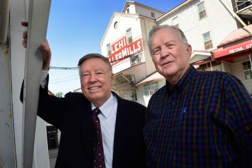 Scott Sommerdorf   |  The Salt Lake Tribune
Lehi Roller Mills' new owner Kenneth Brailsford, left, and General Manager R. Sherman Robinson,  at the Lehi mill site, Wednesday, June 24, 2015.