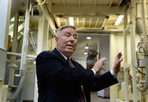 Scott Sommerdorf   |  The Salt Lake Tribune
New owner Kenneth Brailsford speaks about Lehi Roller Mills inside the facility, Wednesday, June 24, 2015. The mill, maker of premium flour, was struggling in bankruptcy just three years ago, but the historic site remains open and is now thriving under new ownership.
