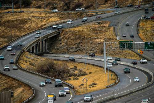 Chris Detrick  |  Tribune file photo
Traffic moves along Foothill Drive and I-215 in Salt Lake City Tuesday in November 2014.