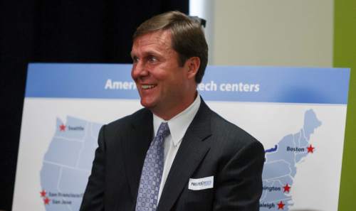 Trent Nelson  |  The Salt Lake Tribune
Stan Lockhart smiles at a press conference where Governor Gary Herbert and Prosperity 2020 (business and education partners) announced a partnership to make Salt Lake a top ten location for technology jobs and businesses. The press conference was held at the World Trade Center in Salt Lake City, Utah, Thursday, September 6, 2012.