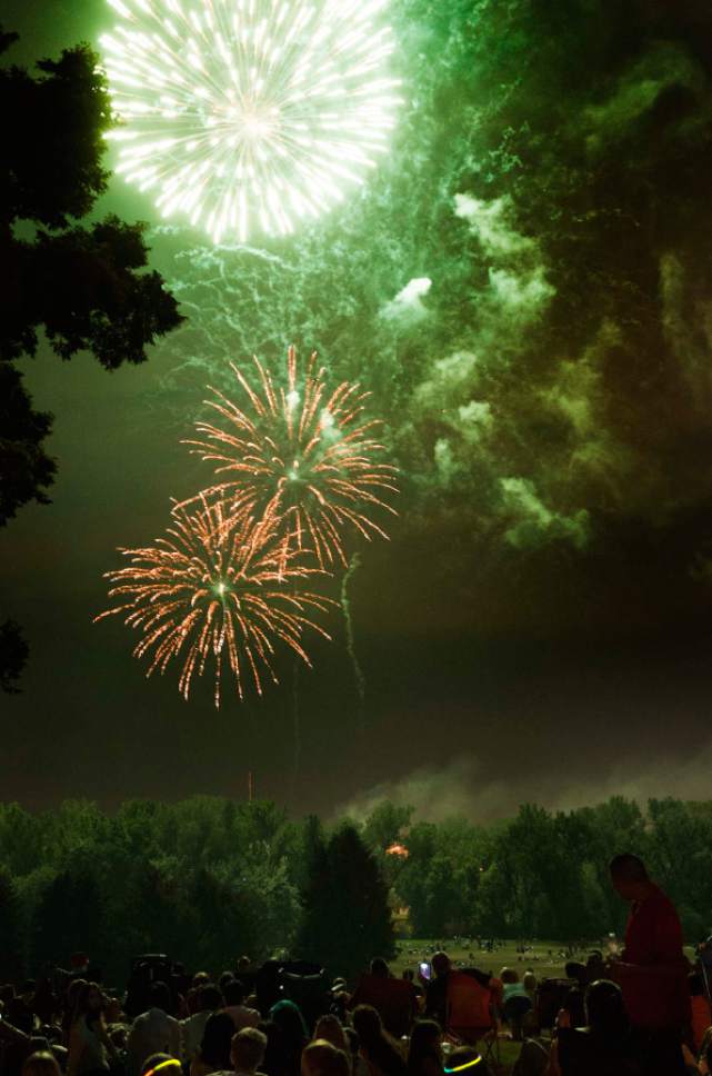 Rick Egan  |  The Salt Lake Tribune

Fireworks explode over Sugar House, Saturday, July 4, 2015.