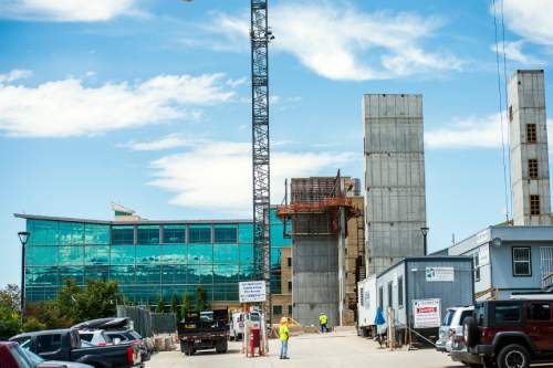 Chris Detrick  |  The Salt Lake Tribune
Construction on the future home of Primary Children's & Families' Cancer Research Center at the University of Utah Tuesday July 14, 2015.