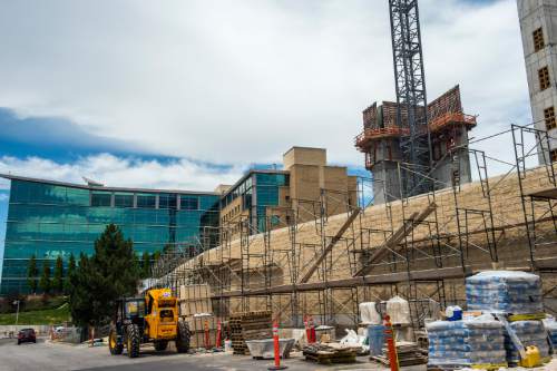 Chris Detrick  |  The Salt Lake Tribune
Construction on the future home of Primary Children's & Families' Cancer Research Center at the University of Utah Tuesday July 14, 2015.