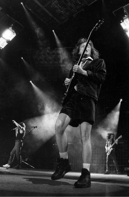 Rick Egan  |  The Salt Lake Tribune

AC/DC performs at the Salt Palace on December 18, 1991. Two people were killed when they were trampled by the crowd during the general admission seating concert.