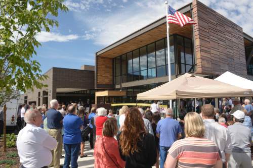 Al Hartmann  |  The Salt Lake Tribune 
The new Salt Lake County Midvale Senior Center at 7550 South Main St. opened  Wednesday July 15  with a ribbon cutting ceremony and tours of the building.