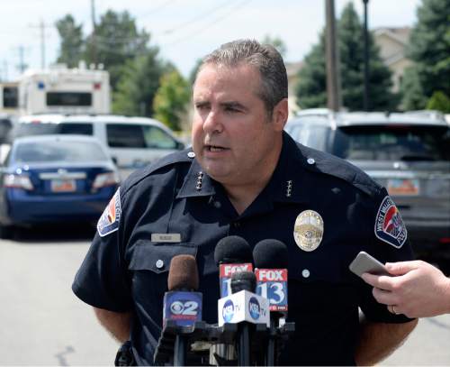 Al Hartmann  |  The Salt Lake Tribune
At noon Friday July 17 West Valley Police Chief Lee Russo said that a person of interest has been taken in for questioning for the body of 12-year-old girl found in a nearby horse pasture near 5200 W. 3600 S.