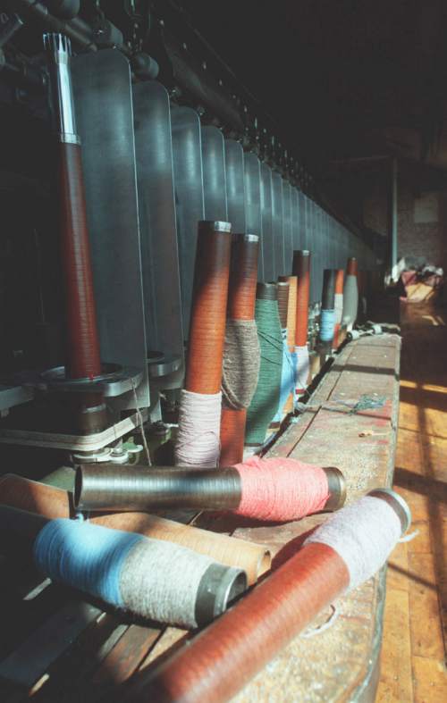 Paul Fraughton  |  Tribune File Photo

Spools of woolen thread at Baron Woolen Mills in Brigham city. Sept. 25, 1999.