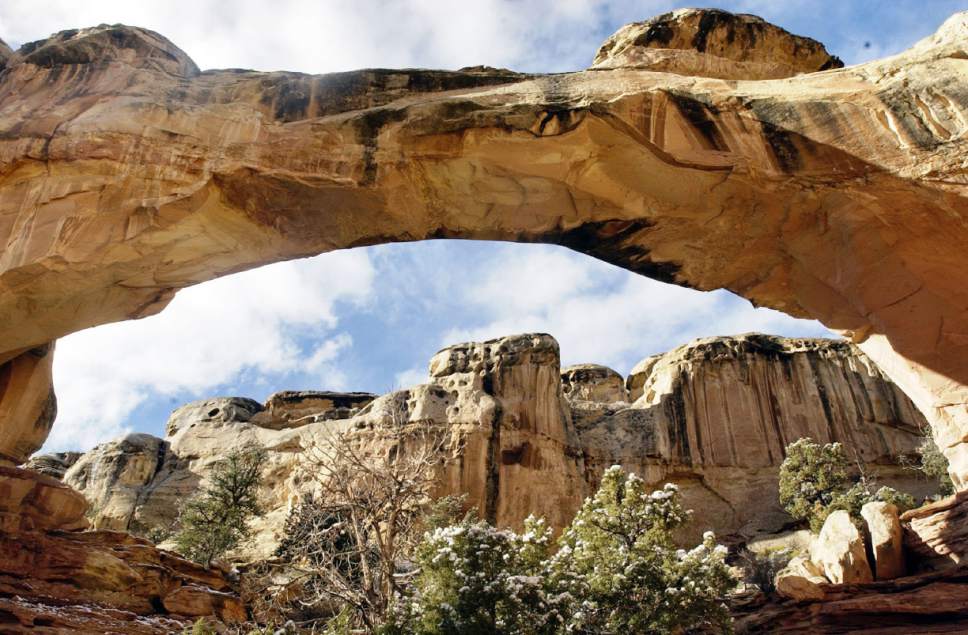 Danny Chan La  |  Tribune File Photo

Hickman Arch at Capitol Reef with snow cover. A new trail planned by an arm of the National Park Service would connect the park to a trail running west to Torrey.