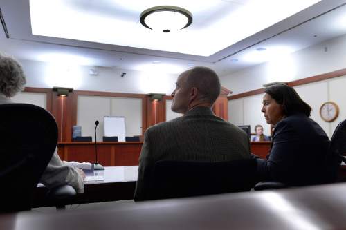 Scott Sommerdorf   |  The Salt Lake Tribune
The prosecution team including Deputy Salt Lake County District Attorney Patricia Cassell, at far right, waits for the defendant to be bright into Third District Juvenile Court Judge James Michie's courtroom. The 15-year-old boy accused of killing Kailey Vijil in a West Valley City field was in juvenile court at the Matheson Courthouse, Wednesday, July 22, 2015.
