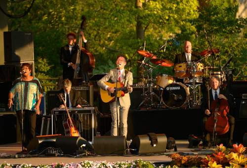 Leah Hogsten  |  The Salt Lake Tribune
Lyle Lovett & his Large Band performs a sold-out show at Red Butte Gardens, July 25, 2014.