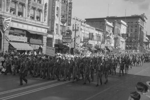 |  Salt Lake Tribune file photo

About 4,000 boy scouts marched in the 1947 Days Of '47 Parade.