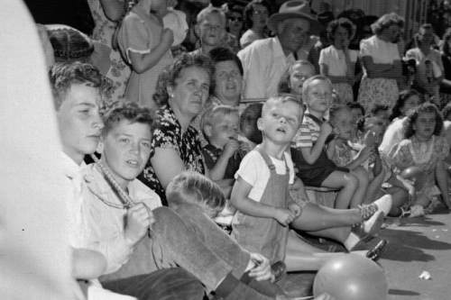 |  Salt Lake Tribune file photo

Families watch the Days of '47 Parade on July 24, 1947.