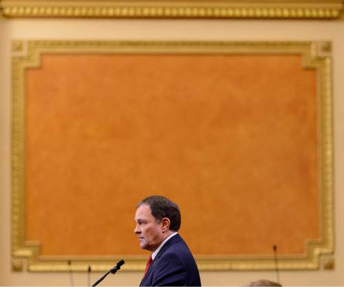 Trent Nelson  |  The Salt Lake Tribune
Governor Gary Herbert delivers the state of the state address at the state capitol building in Salt Lake City, Wednesday January 28, 2015.