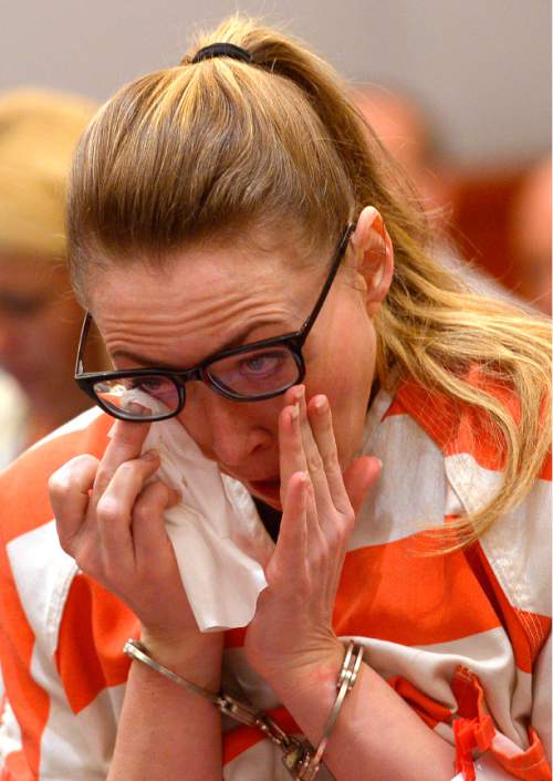 Leah Hogsten  |  The Salt Lake Tribune
"I ask for mercy and compassion," said Brianne Altice at her sentencing in Judge Kay's courtroom. Altice was sentenced to up to 30 years, Thursday, July 9, 2015 in Judge Thomas L. Kay's Second District Courtroom.  Altice, a former Davis High school teacher had sexual relationships with three of her students.