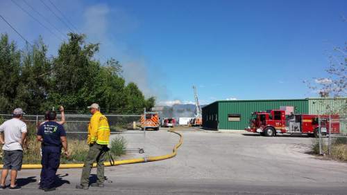 Michael McFall | The Salt Lake Tribune

Firefighters were responding Sunday afternoon to a three-alarm industrial fire near 3400 W. 900 South in Salt Lake City.