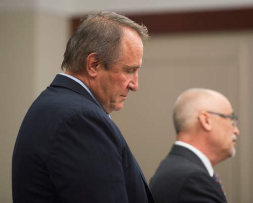 Steve Griffin  |  The Salt Lake Tribune

Former Utah Attorney General Mark Shurtleff, left, appears in front of 3rd District Court Judge Randall Skanchy with his attorney Rick Van Wagoner at the Matheson Courthouse in Salt Lake City, Monday, June 15, 2015.