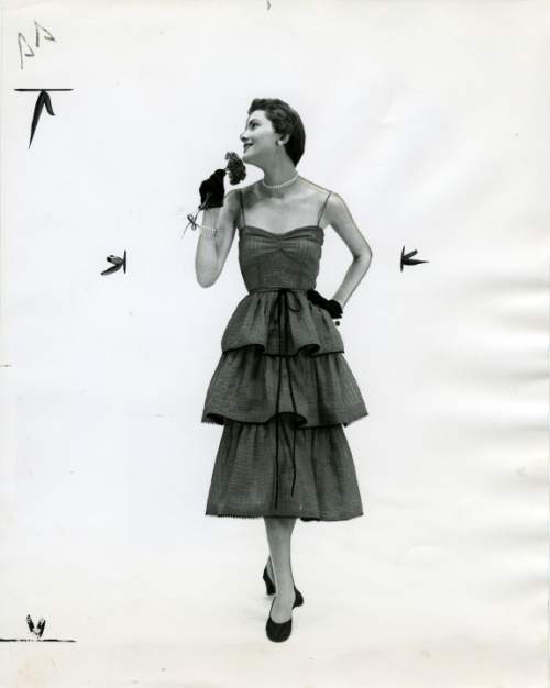 Salt Lake Tribune file photo

A model poses in a dress in this fashion photo from The Salt Lake Tribune archives. The photo is dated from 1950.